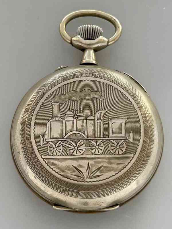 Velké 66 mm, 202 g těžké staré železniční hodinky s lokomoti - foto 10