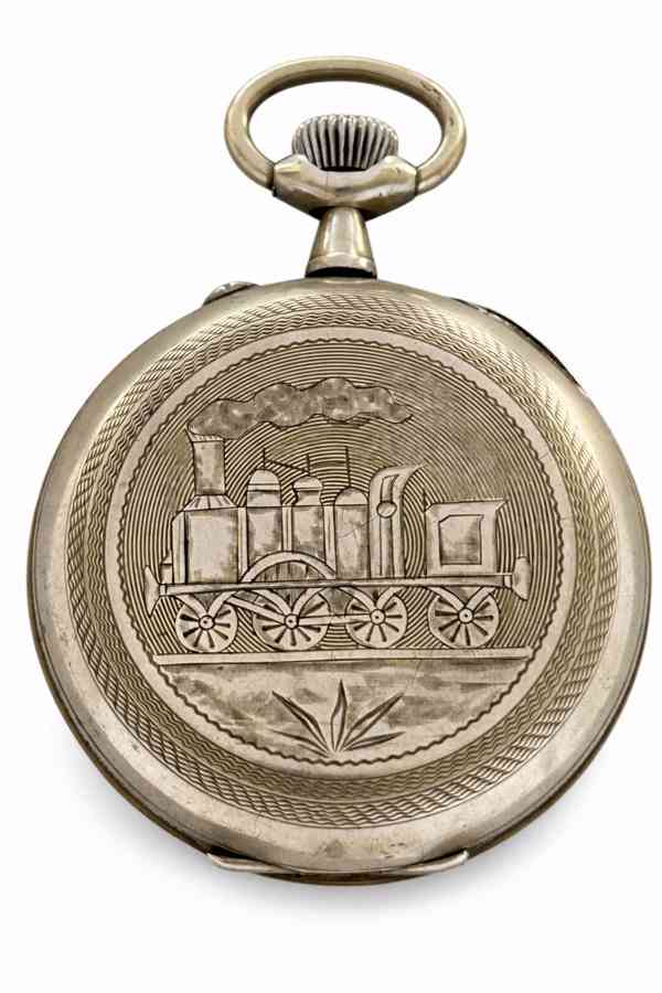 Velké 66 mm, 202 g těžké staré železniční hodinky s lokomoti - foto 26