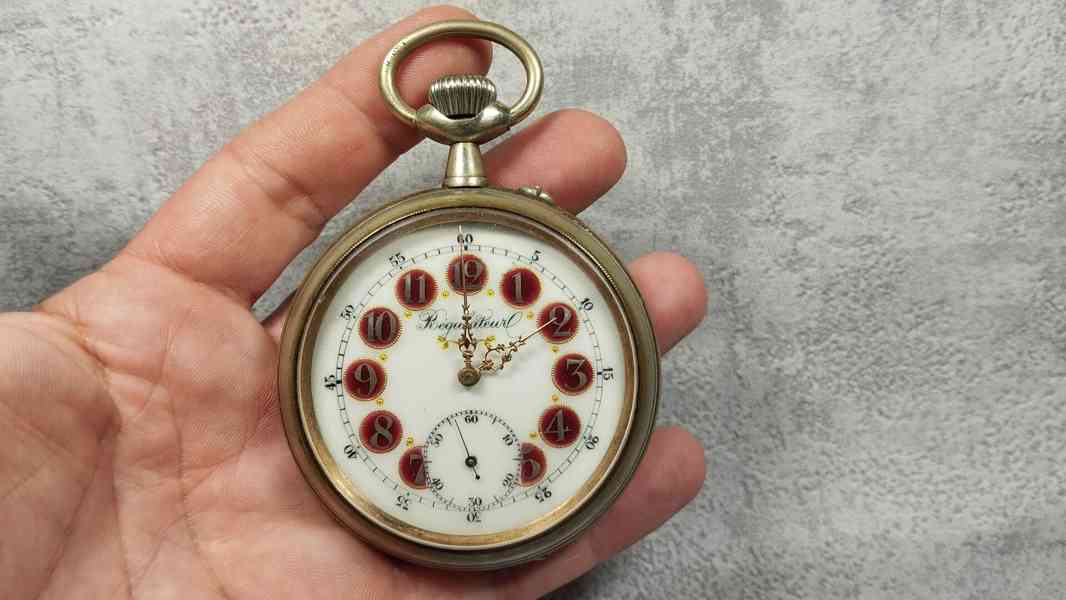 Velké 66 mm, 202 g těžké staré železniční hodinky s lokomoti - foto 16