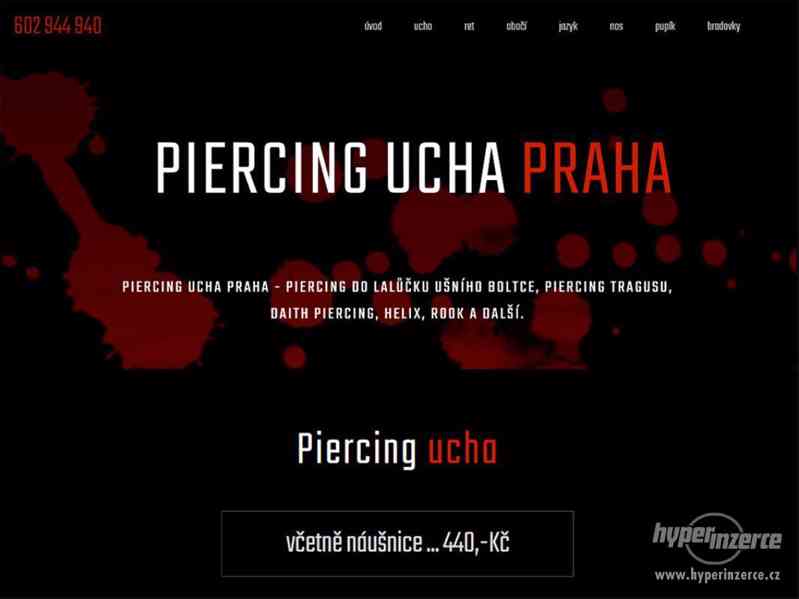 Piercing Praha - helix, daith, rook, orbital - foto 1