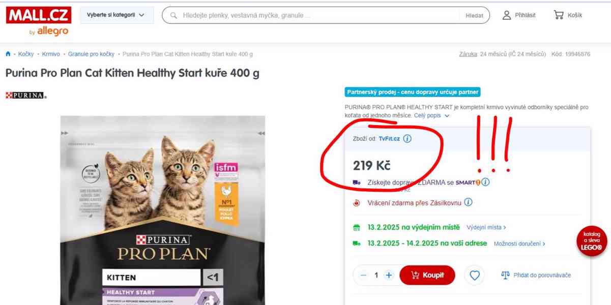 Granule pro koťata, malé kočky Purina Pro plan - 2 kilogramy - foto 2