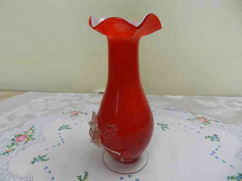 Zajímavá červená Váza Květ ruční práce - foto 5