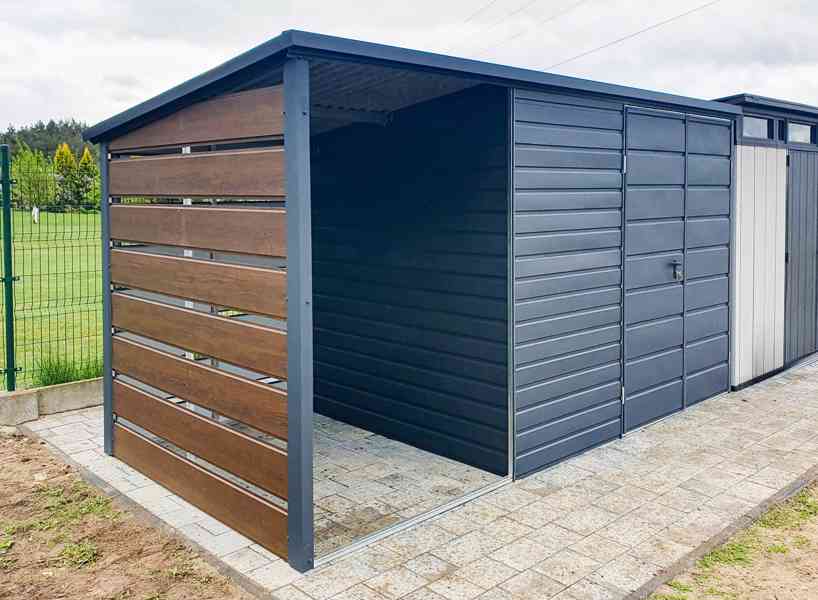 Zahradní domek 3x2m přístřešek 1,5x2m Dvoukřídlá vrata TS718 - foto 2