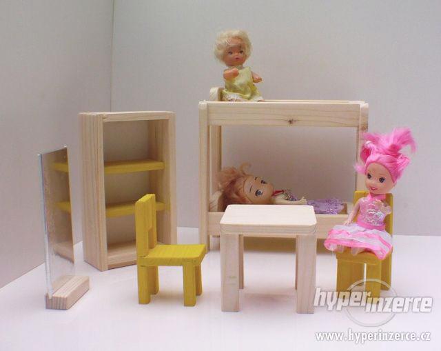 Nový dřevěný nábytek pro panenky žlutý pokojíček - foto 1