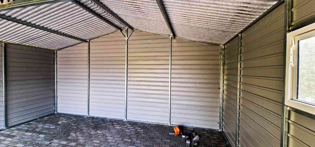 Plechová garáž 5m x 6m, vrata  + dveře + okno - TS317  - foto 3