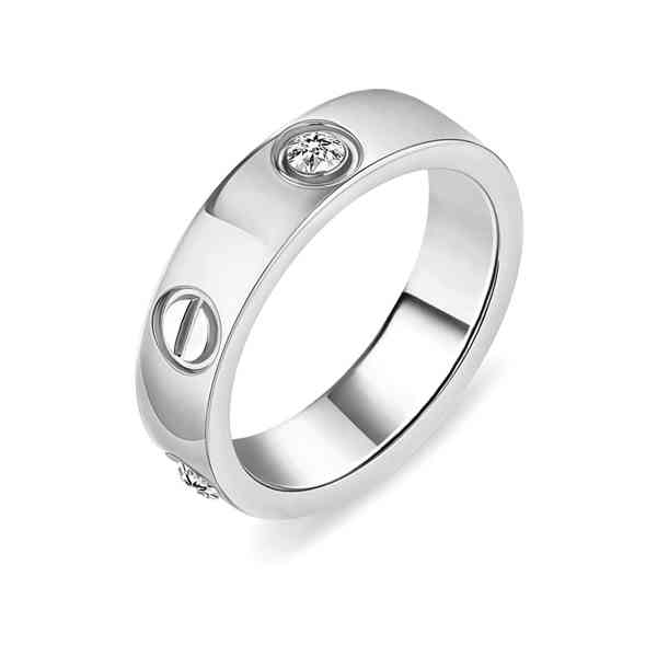 Diamond Style - Široký prsten / prstýnek Love stříbrné barvy - foto 2