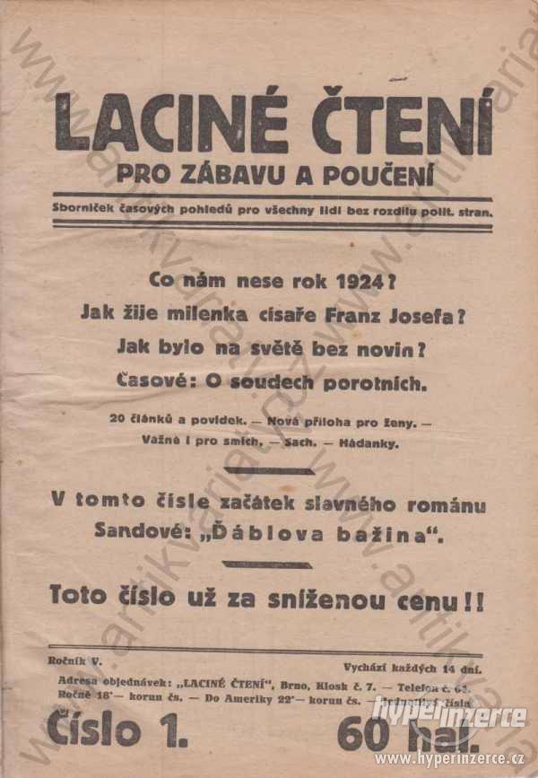 Laciné čtení pro zábavu a poučení - časopis 1924 - foto 1