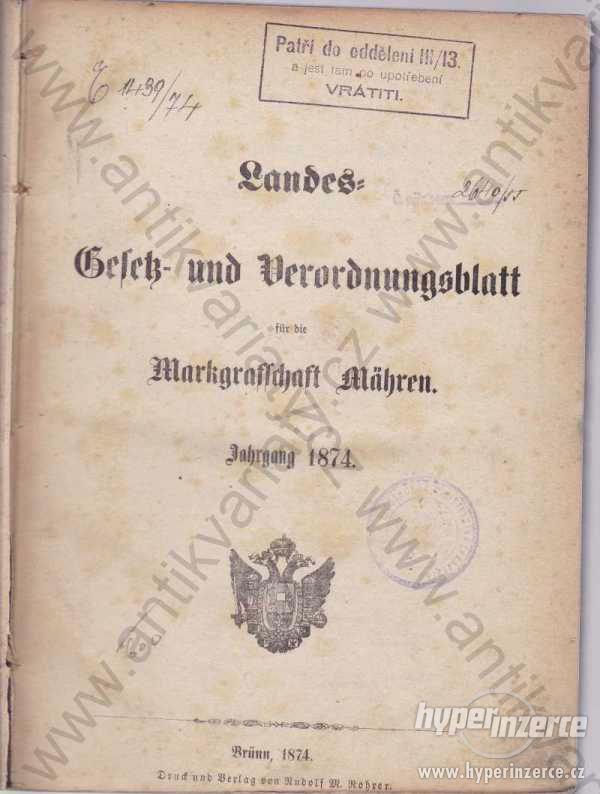 Landes: Gesetz und Verordnungsblatt 1874 - foto 1