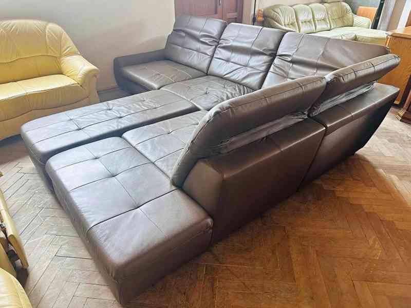  904 Kožená rohová sedací souprava sedačka + taburet  - foto 3