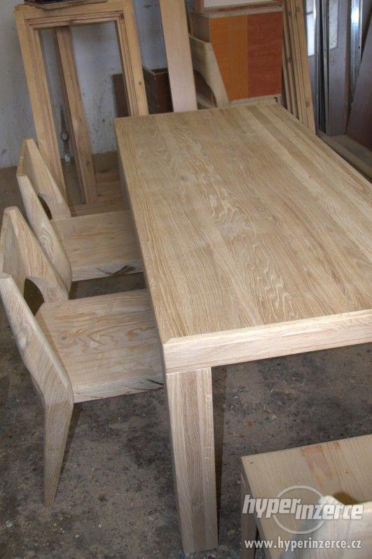 Masivní dubový stůl+6 originálních židlí - foto 1