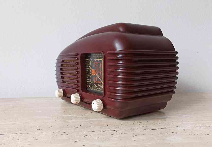 Starožitné rádio Tesla Talisman 308U, červená skříňka, 1953  - foto 3