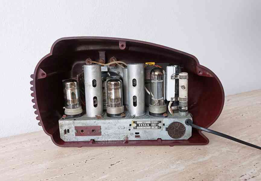 Starožitné rádio Tesla Talisman 308U, červená skříňka, 1953  - foto 9