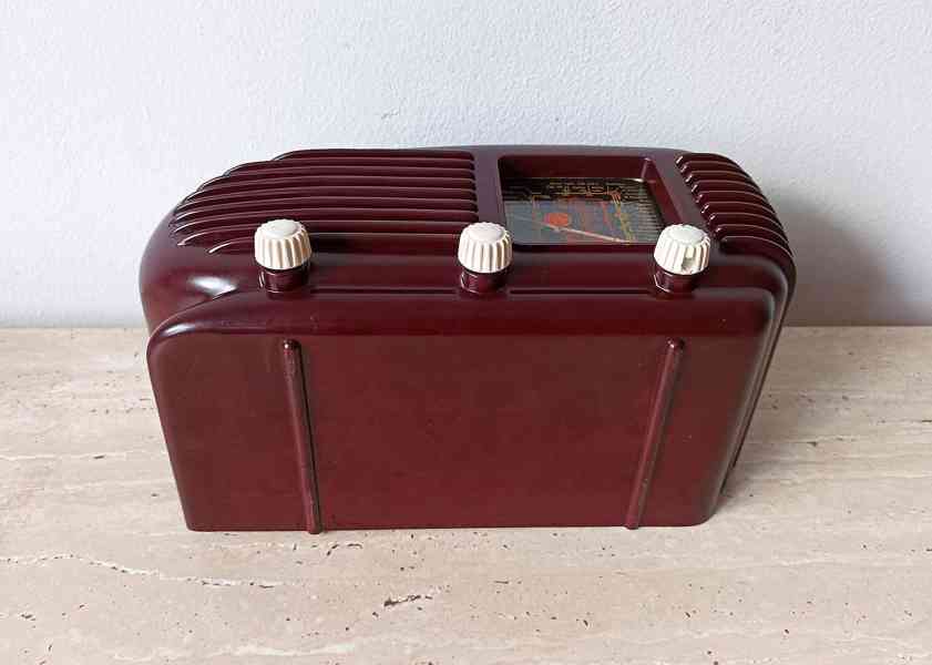 Starožitné rádio Tesla Talisman 308U, červená skříňka, 1953  - foto 8