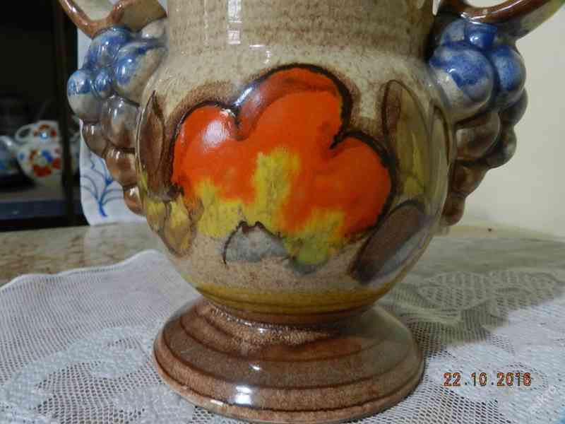 Krásná stará masivní Keramická Váza Značeno - foto 4