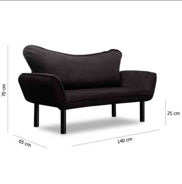 Černá pohovka / sedačka pro dva, Sconto - foto 3