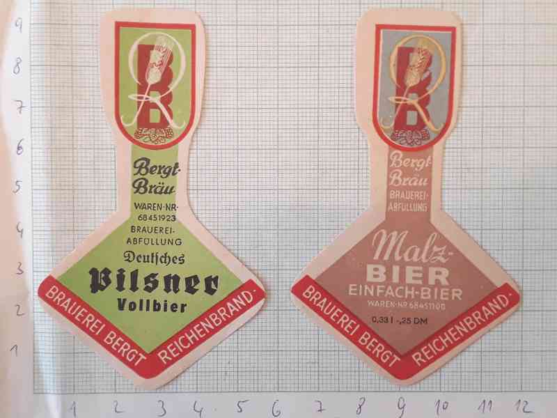  Bergt Bräu Reichenbrand - 2 staré pivní etikety 