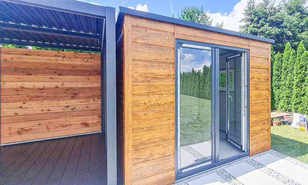 Zahradní domek 2,5x2,5m - Okno světlý ořech Antracit TS693 - foto 2