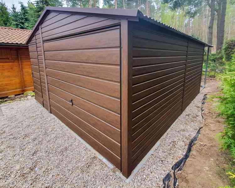 Plechova garáž 4,5x6m přístřešek 1,5m výklopná vrata TS648 - foto 4