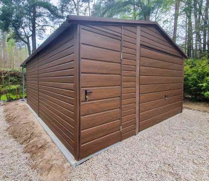 Plechova garáž 4,5x6m přístřešek 1,5m výklopná vrata TS648 - foto 2