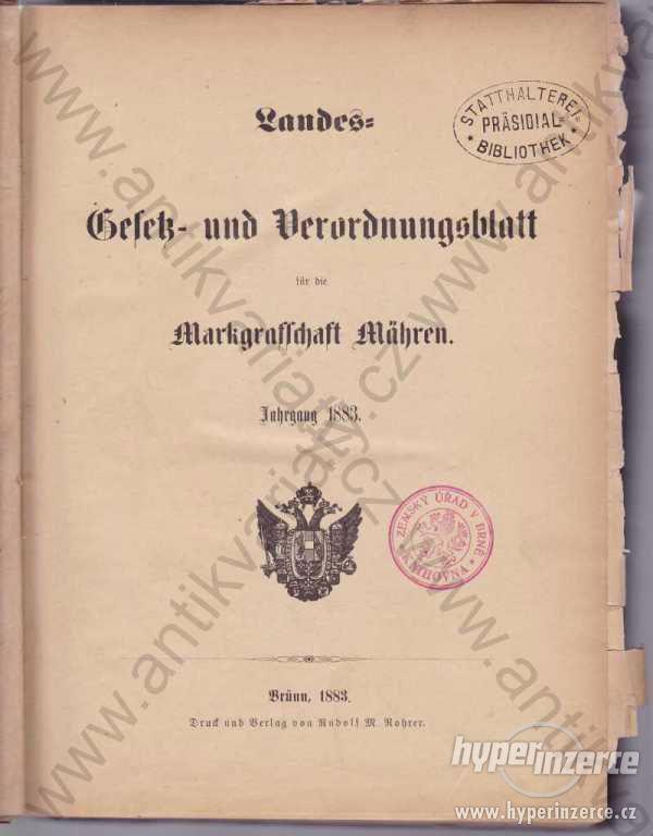 Landes: Gesetz und Verordnungsblatt 1883 - foto 1