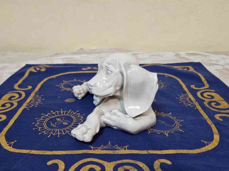 Porcelánová soška Sedící Pes Bohemia Allach Th. Karner - foto 2