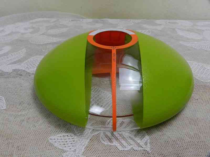 Zajímavá Autorská zeleno oranžová Váza plochý tvar Čechy - foto 3