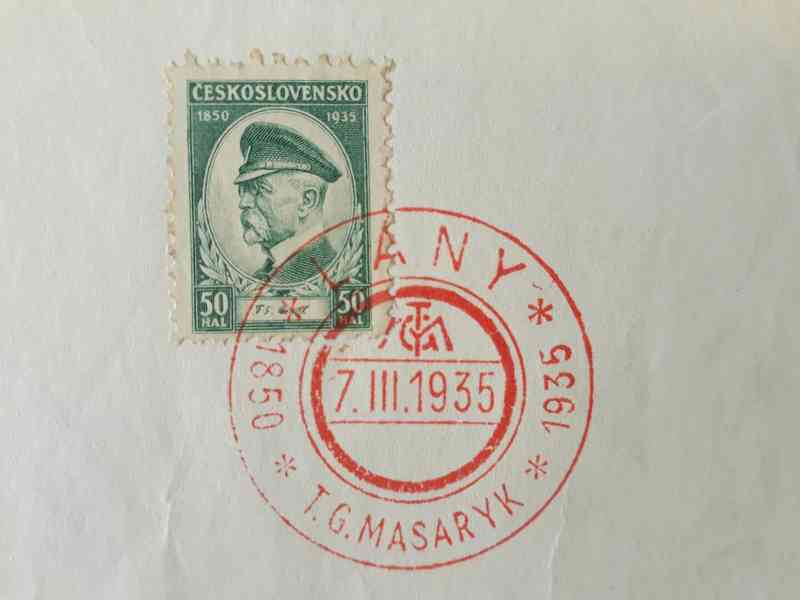  Známka a razítko T. G. Masaryk, Lány 1935  - foto 2
