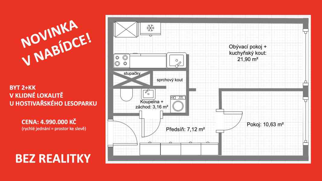 Prodej bytu 2+kk 43 m²