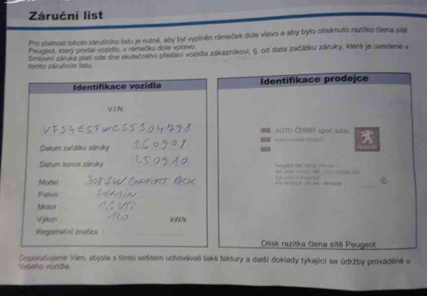 Peugeot 308 1.6i Combi r.v.2008 Koupeno v ČR stk:6/2026 - foto 21