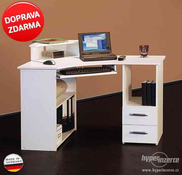 Rohový Pc počítačový stůl - JAVOR, BUK, SONOMA, BÍLÝ, J. BUK - foto 5