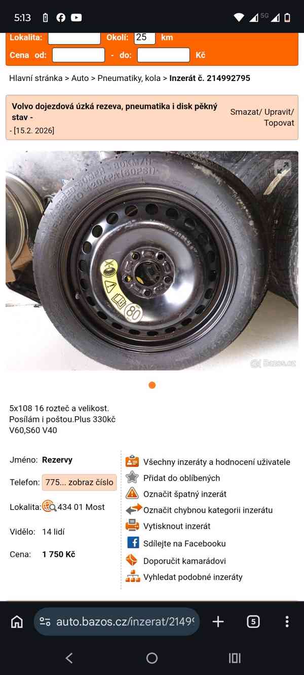 Dojezdová úzká rezervní kola - foto 19