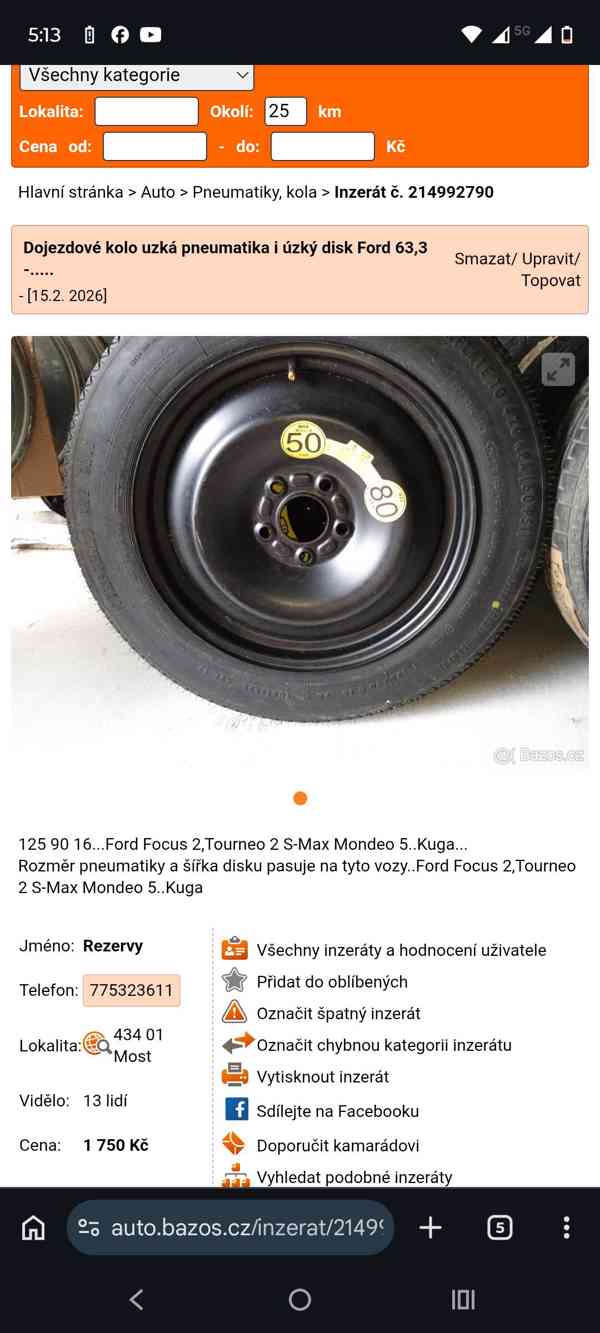 Dojezdová úzká rezervní kola - foto 20