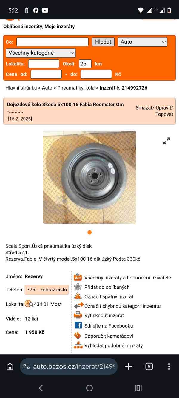 Dojezdová úzká rezervní kola - foto 23