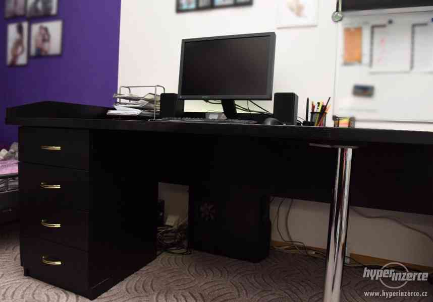 Velký kancelářský (PC) stůl + 2 police + box na šanony - foto 5