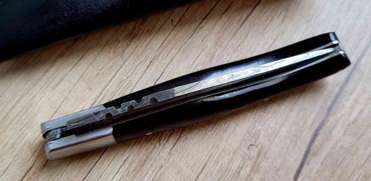kapesní Damaškový nůž typu LAGUIOLE s koženým pouzdrem - foto 5