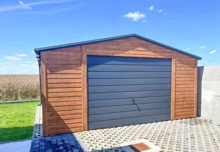 Plechova garáž  5x5m výklopná vrata -  dveře - 2x okno TS880 - foto 2