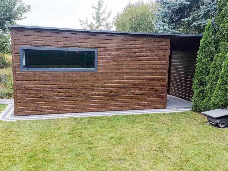 Zahradní domek 4,5x2,5m přístřešek 1,8m dveře 2x okno TS899 - foto 2