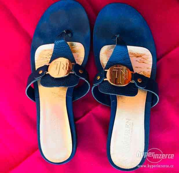 Ralph Lauren modré sandále, žabky - foto 2
