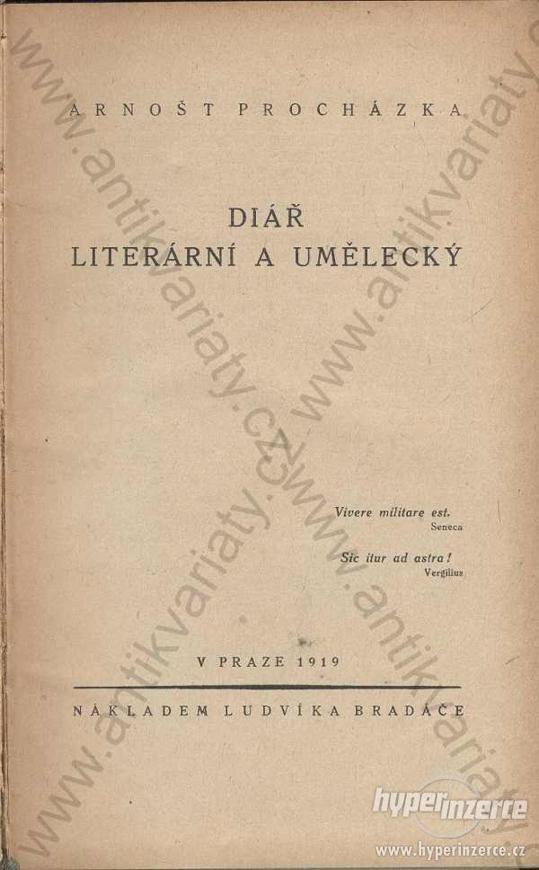 Diář literární a umělecký Arnošt Procházka 1919 - foto 1
