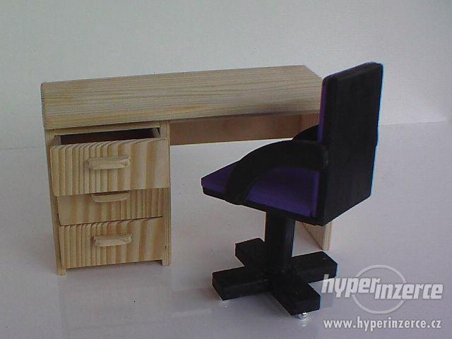 Dřevěný nábytek pro panenku psací stůl - foto 4