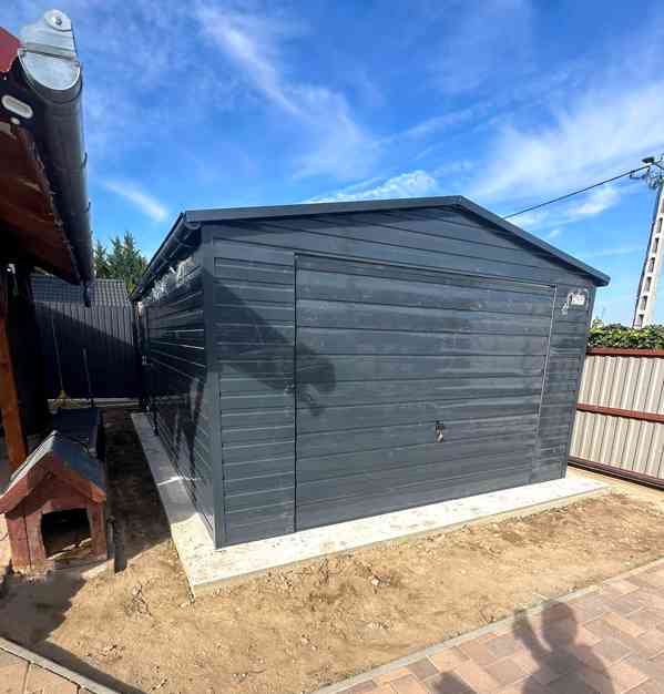 Plechova garáž 4,5x6m -  výklopná vrata -  okapy TS854 - foto 3