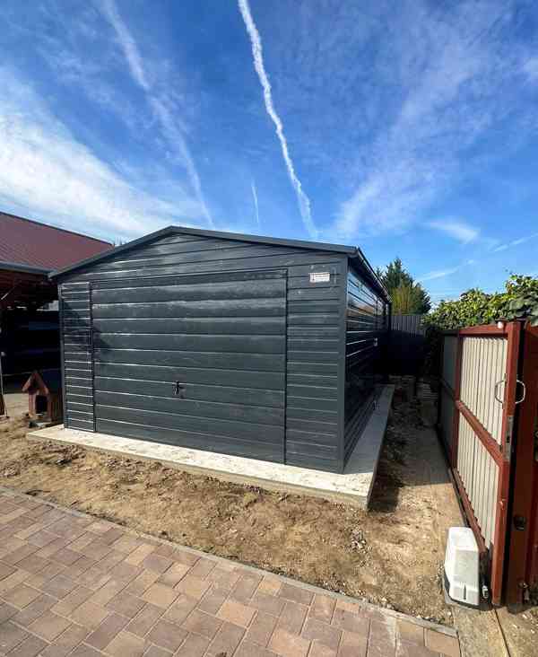 Plechova garáž 4,5x6m -  výklopná vrata -  okapy TS854 - foto 2