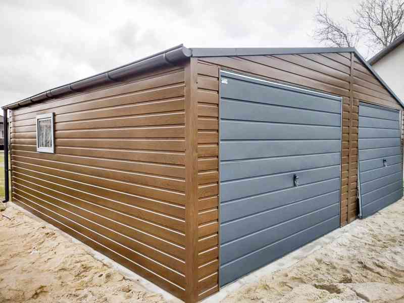 Plechová garáž 7x6m, sedlová střecha 2 x vrata dveře TS319 - foto 5