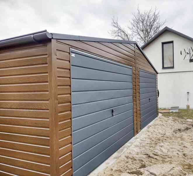 Plechová garáž 7x6m, sedlová střecha 2 x vrata dveře TS319 - foto 2