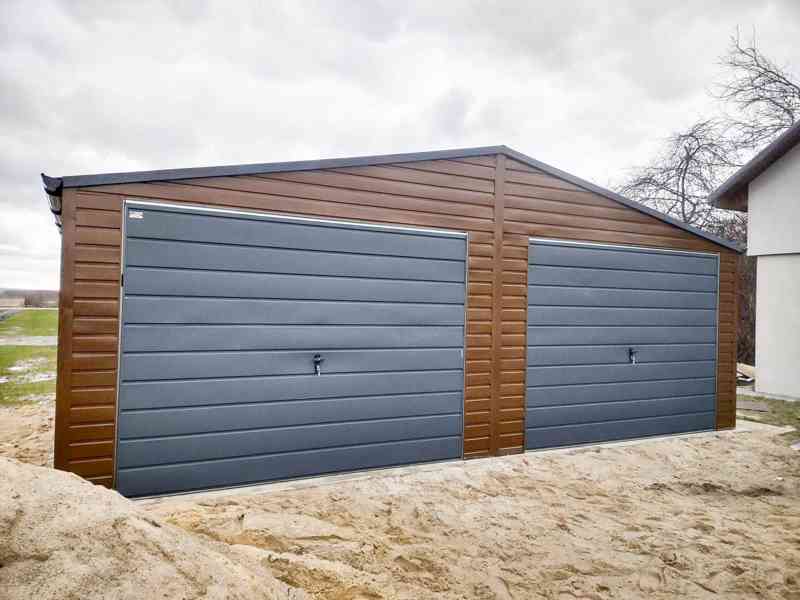 Plechová garáž 7x6m, sedlová střecha 2 x vrata dveře TS319 - foto 8
