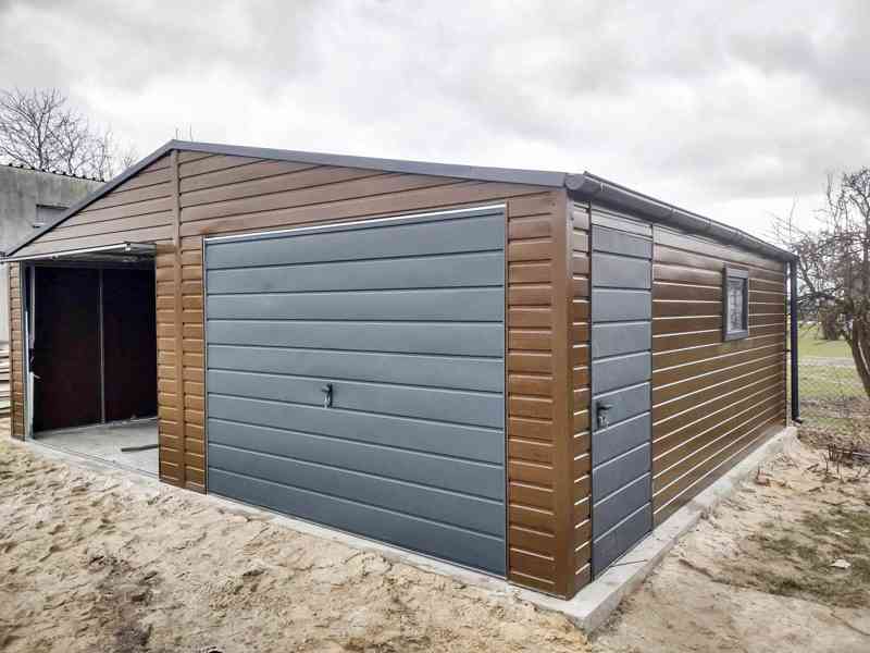 Plechová garáž 7x6m, sedlová střecha 2 x vrata dveře TS319 - foto 9
