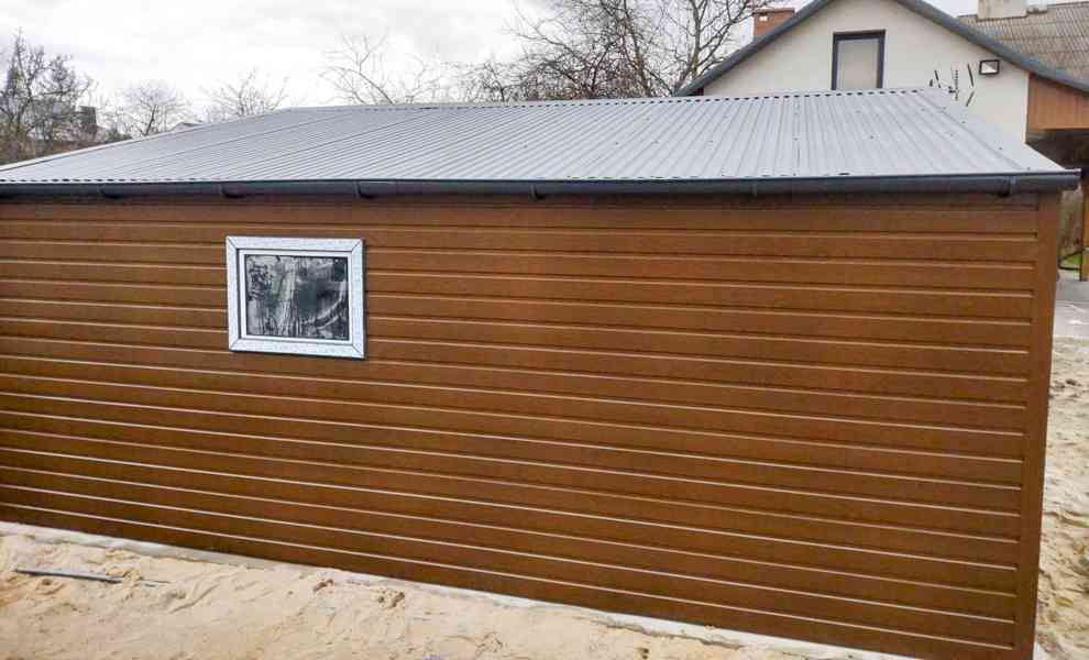 Plechová garáž 7x6m, sedlová střecha 2 x vrata dveře TS319 - foto 3