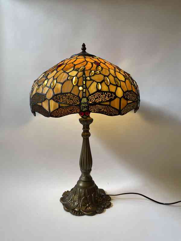 Vážky - luxusní velká stolní lampa Tiffany secese