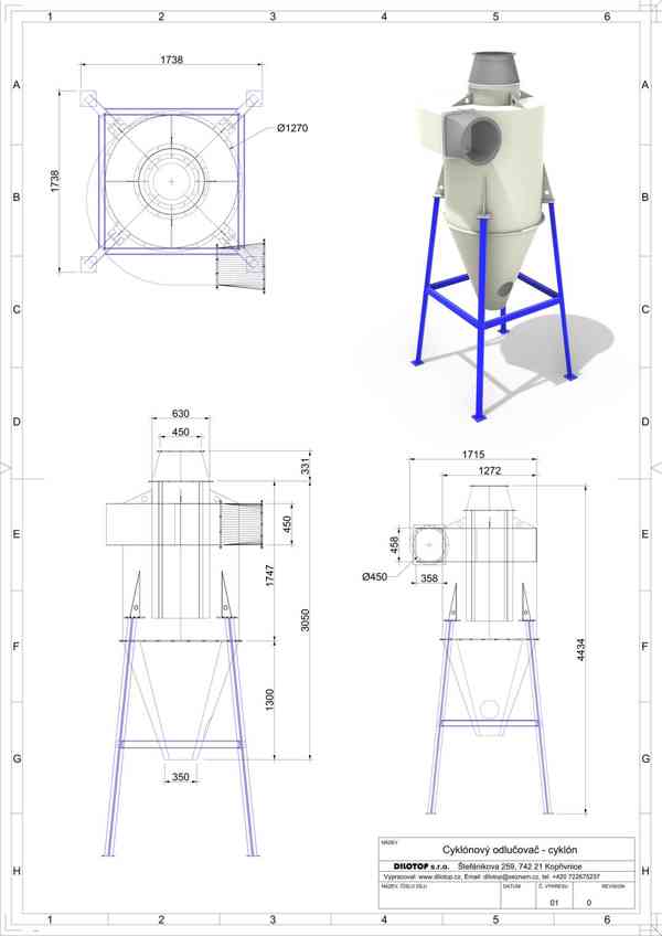 Cyklónový odlučovač - cyklón - foto 7
