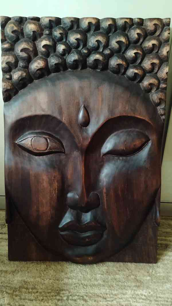 Buddha plastika na zeď (dřevěný obraz) - foto 1